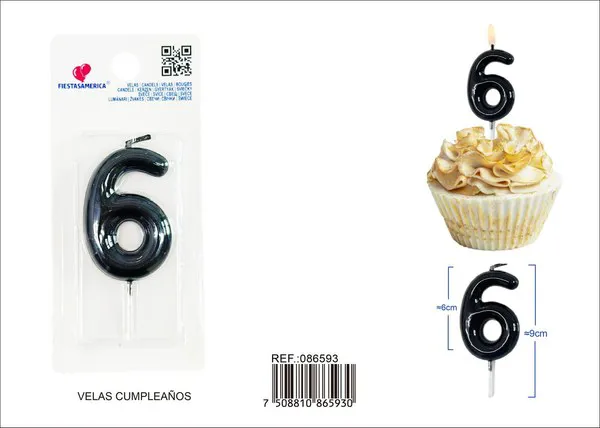 Vela de cumpleaños número 6 6 cm