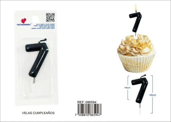 Vela de cumpleaños número 7 6 cm