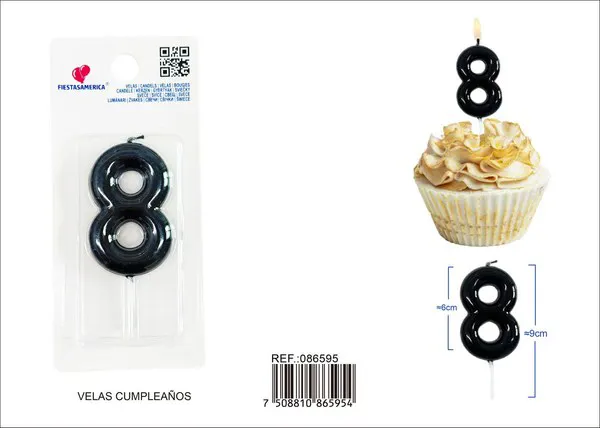Vela de cumpleaños número 8 6 cm