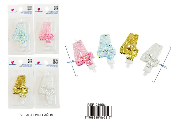 Vela de cumpleaños número 4 degradado 7 cm