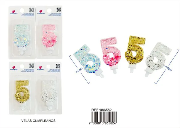 Vela de cumpleaños número 5 degradado 7 cm