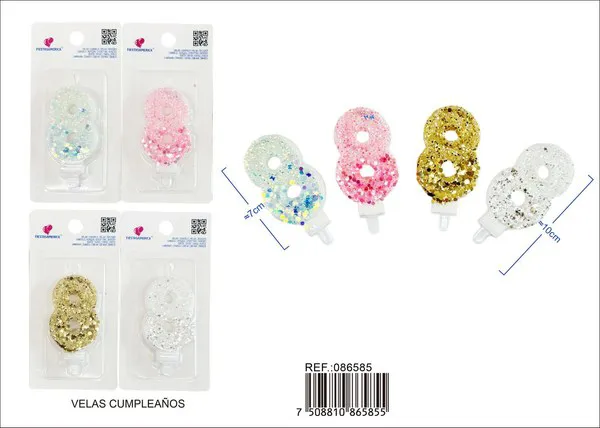 Vela de cumpleaños número 8 degradado 7 cm