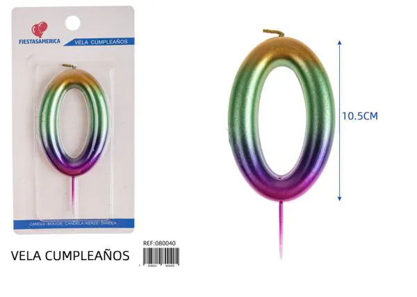 Vela de cumpleaños número 0 degradado 10.5 cm