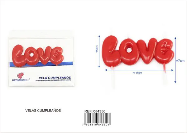 Vela de cumpleaños palabra LOVE roja