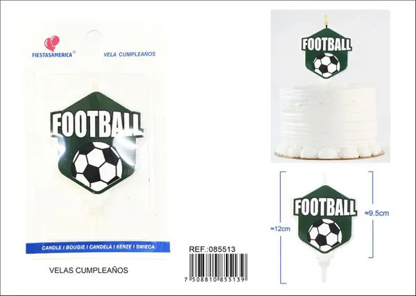 Vela de cumpleaños FOOTBALL con balón de fútbol