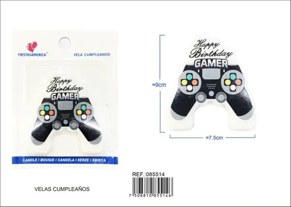 Vela de cumpleaños de control de videojuego Happy Birthday Gamer