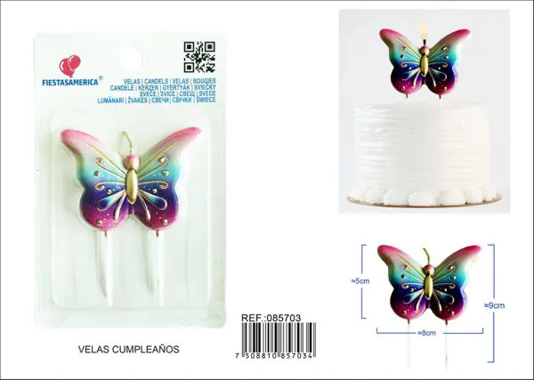 Vela de cumpleaños de mariposa de colores