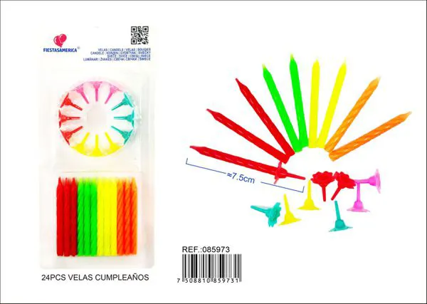 Vela de cumpleaños de colores surtidos (24 piezas)