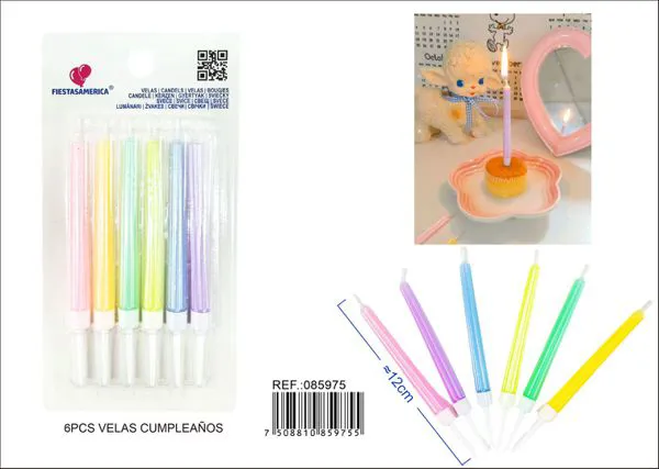 Vela de cumpleaños de colores pastel (6 piezas)
