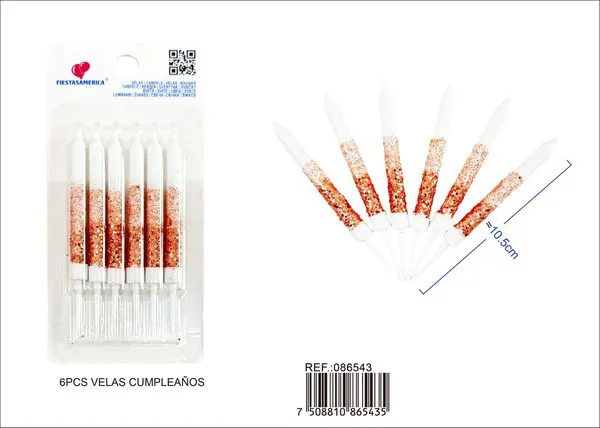 Vela de cumpleaños con escarcha oro rosa (6 piezas)