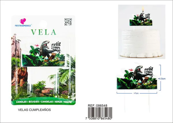 Vela de cumpleaños de dinosaurios Feliz Cumpleaños