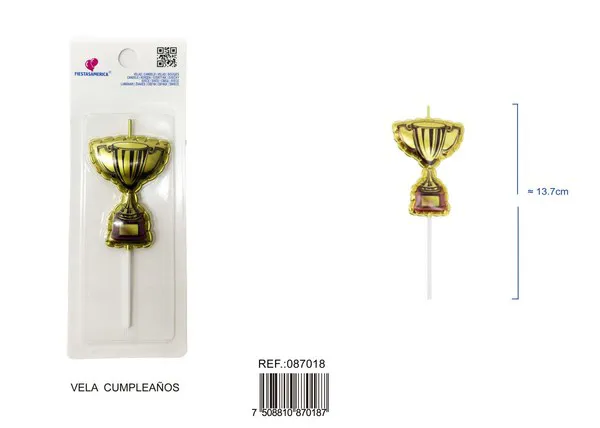 Vela de cumpleaños de trofeo dorado