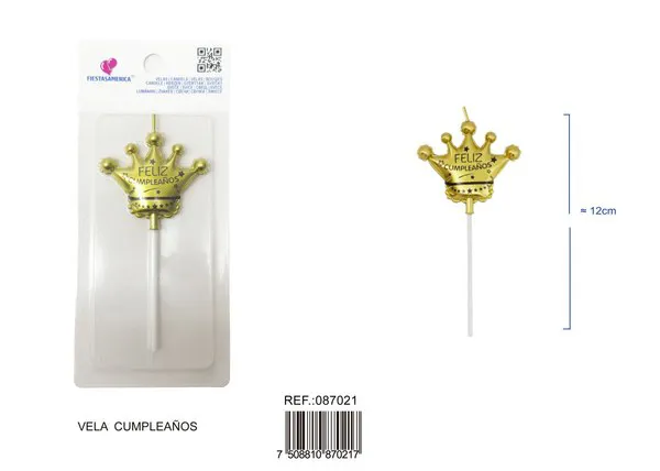 Vela de cumpleaños de corona dorada Feliz Cumpleaños