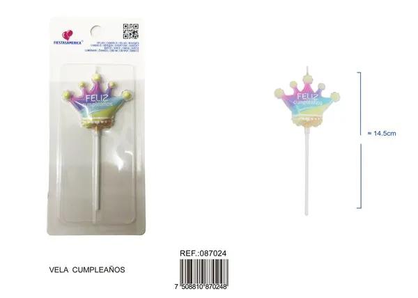 Vela de cumpleaños de corona arcoíris Feliz Cumpleaños