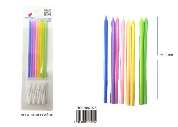 Vela de cumpleaños de colores pastel 8 piezas