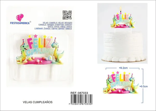 Vela de cumpleaños Feliz Cumpleaños con dinosaurios