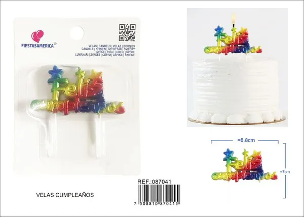 Vela de cumpleaños frase Feliz Cumpleaños arcoíris con estrellas