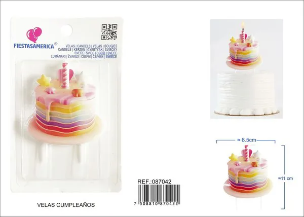 Vela de cumpleaños de pastel arcoíris