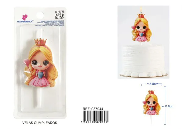 Vela de cumpleaños de princesa con vestido rosa