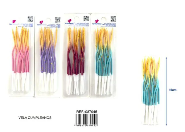 Velas de cumpleaños onduladas con degradado de colores