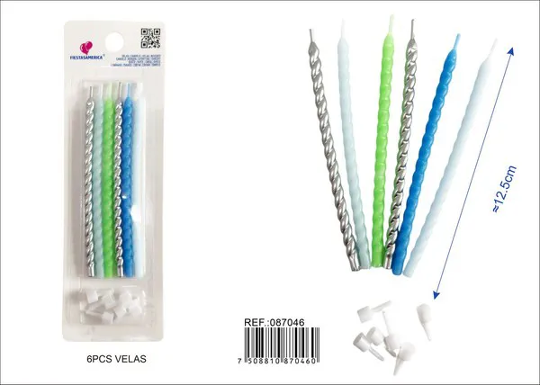 Velas de cumpleaños en espiral de colores