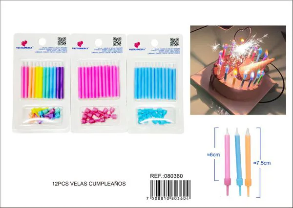 Velas de cumpleaños cortas de colores