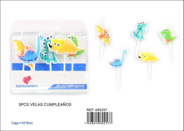 Velas de cumpleaños de dinosaurios 5 piezas