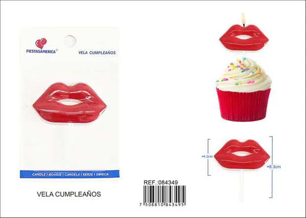 Vela de cumpleaños de labios rojos