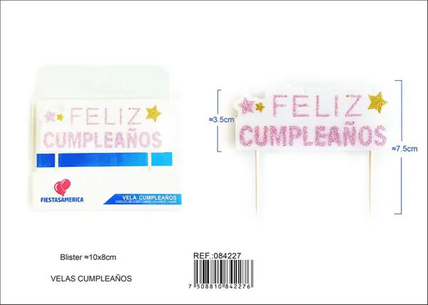 Vela de cumpleaños frase Feliz Cumpleaños rosa con escarcha
