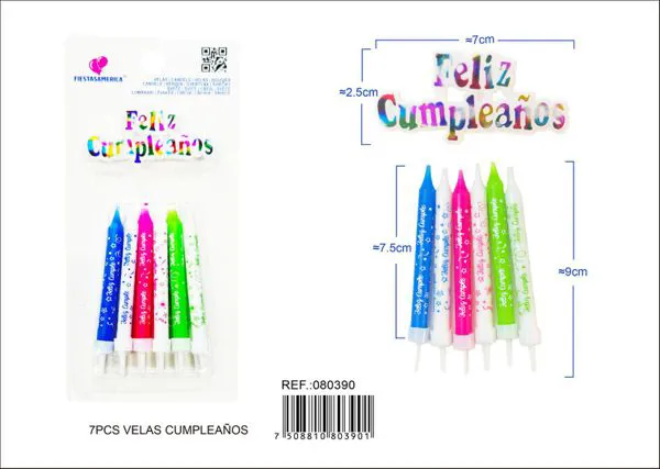 Velas de cumpleaños de colores con letrero Feliz Cumpleaños