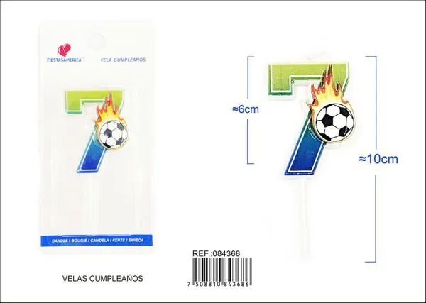 Vela de cumpleaños número 7 de fútbol