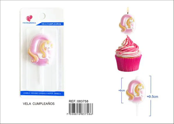 Vela de cumpleaños número 0 de unicornio rosa