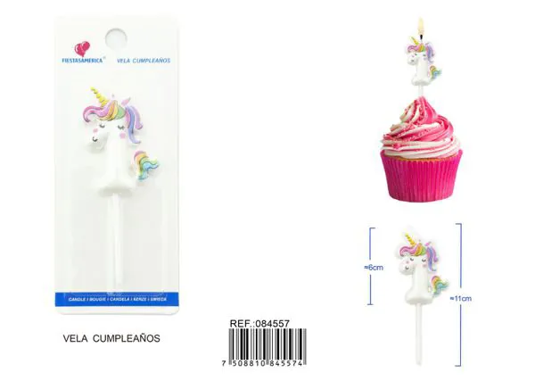 Vela de cumpleaños número 1 de unicornio con arcoíris