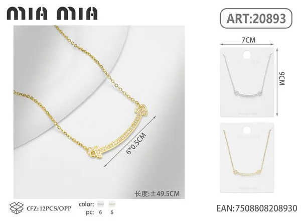 Collar dorado con barra de circonias estilo de marca