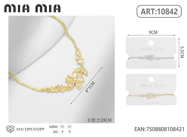 Pulsera de circonias con flor dorada