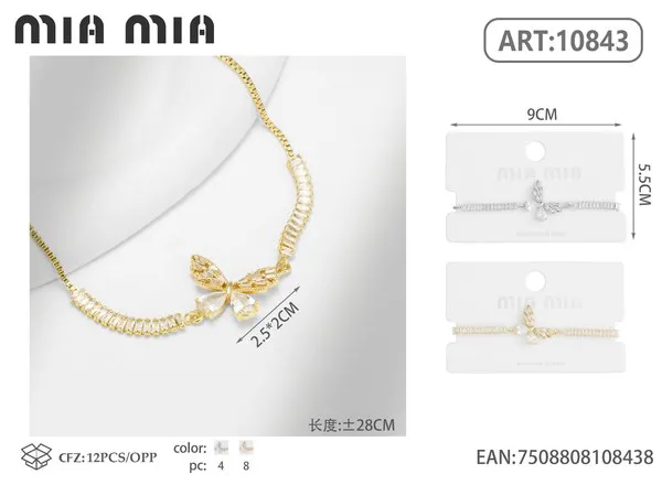 Pulsera de circonias con mariposa dorada