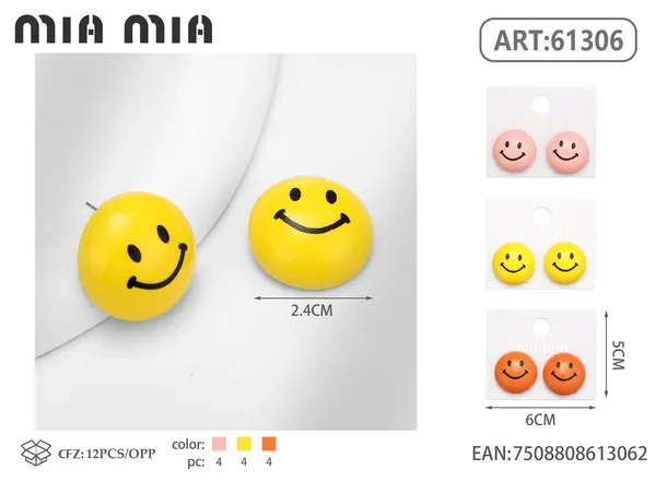 Aretes de carita feliz amarillos