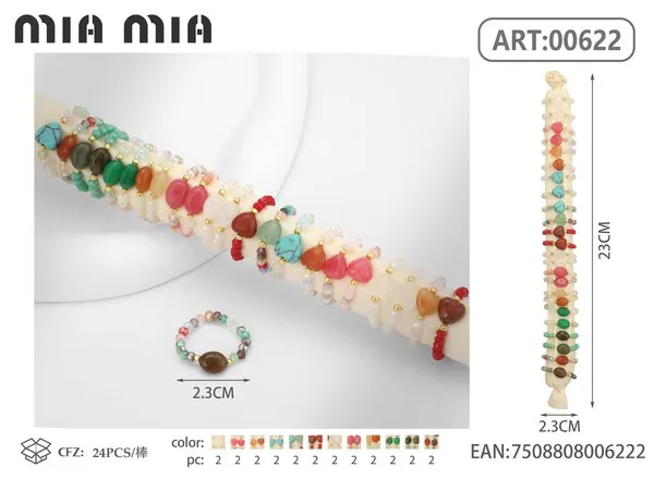 Anillo elástico para mujer con piedras de colores