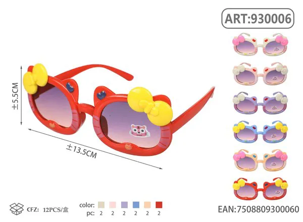 Gafas de sol para niños con orejas de gato y moños