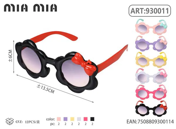 Gafas de sol para niños con forma de flor y moño