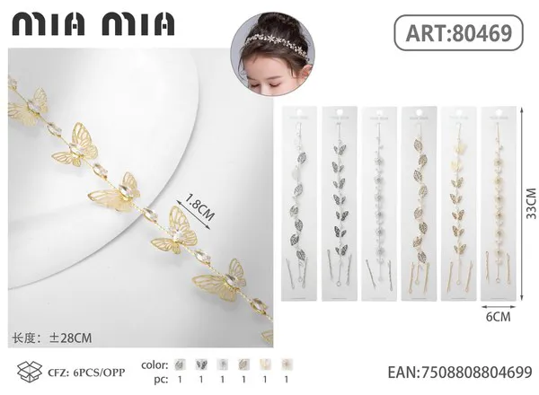 Tocado para cabello con mariposas doradas
