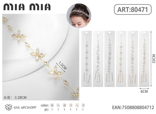 Tocado para cabello con flores grandes de cristal