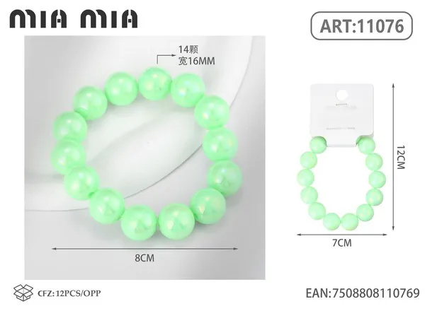 Brazalete de perlas grandes color verde