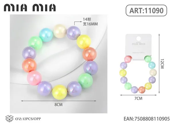 Pulsera elástica de cuentas perladas multicolor