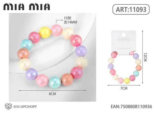 Pulsera elástica de cuentas perladas multicolor