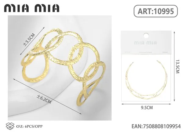 Brazalete rígido abierto de eslabones ovalados dorado