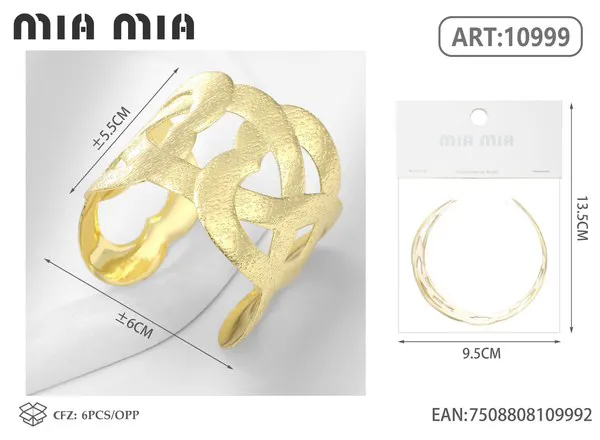 Brazalete de moda dorado con diseño entrelazado texturizado