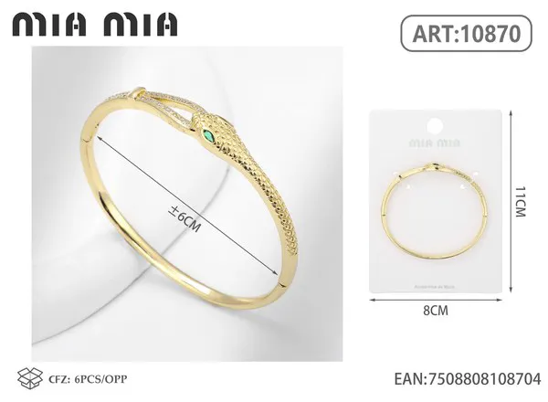 Brazalete de moda dorado con diseño de serpiente