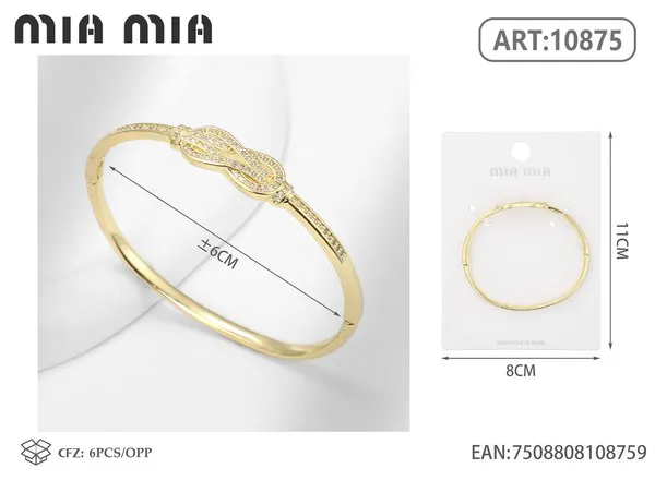 Brazalete de moda dorado con diseño de nudo y circonias