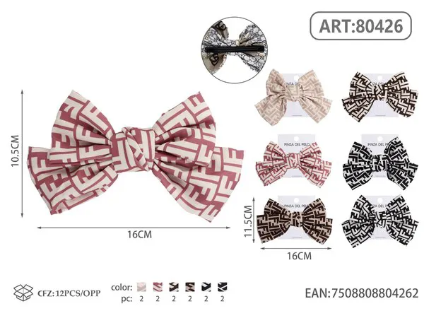 Broche para cabello de moño con estampado de monograma